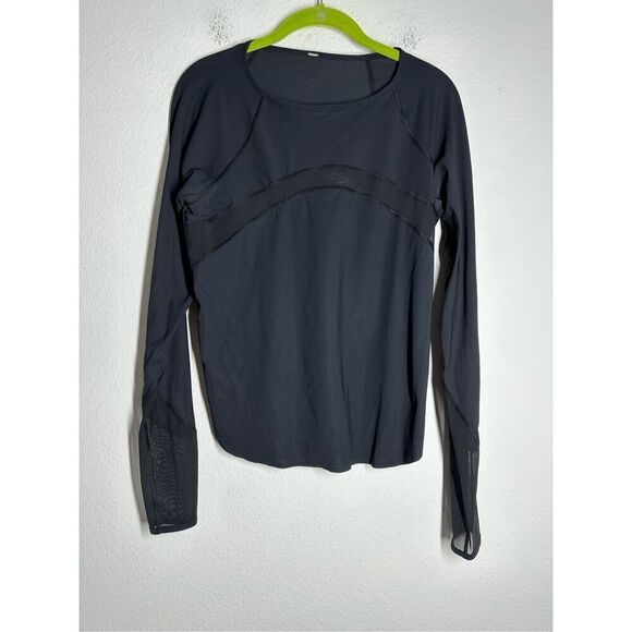 Lululemon Running Top Long Sleeve in Black Size 6 See All Measurements - Picture 1 of 13